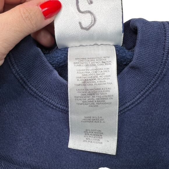 Adidas VTG 00s Logo Crewneck Sweatshirt FLAW Navy Blue Green Youth Medium 3 - Picture 6 of 6